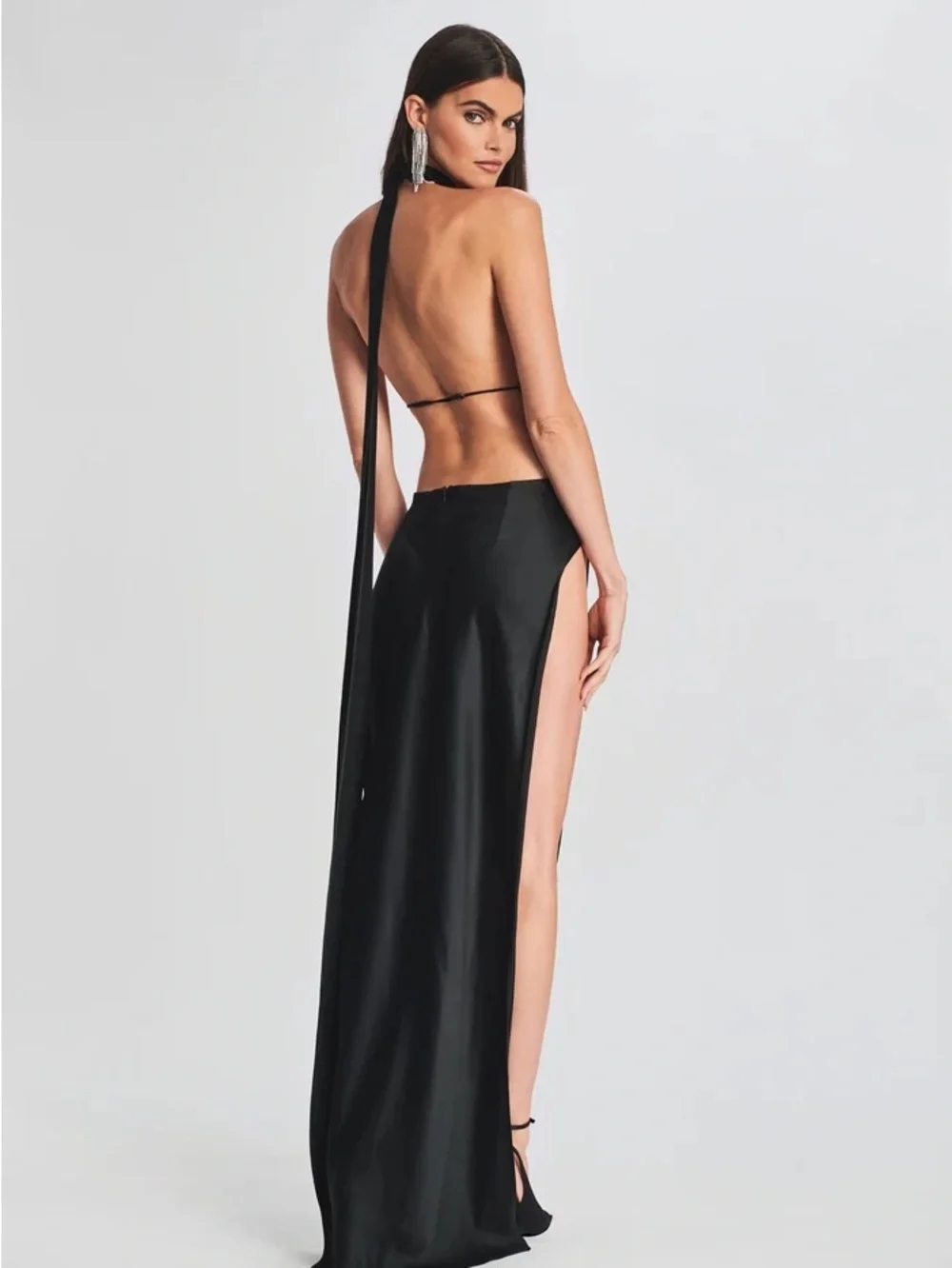 Retrofete Backless High-Slit Formal Evening Dress